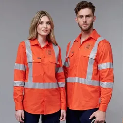 SW66 Unisex NSW Rail Lightweight Printed Work Wear Shirts With Reflective Tape