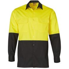 Long Sleeve Cotton Twill Safety Shirt With Mesh