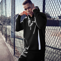 Polyester Cotton Fleece Hoodie with Contrast Panels