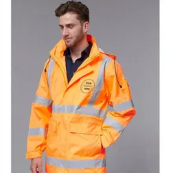 SW75 Unisex VIC Rail Custom Hi Visibility Jackets With Reflective Tape & Concealed Hood