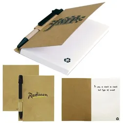T936 Recycled Paper Cover Logo Green Notebooks With Eco Pen - 80 Pages