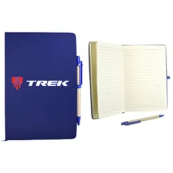 T927 Recycled Cardboard Cover Logo Eco Notebooks With Coloured Vinyl Wrap And Elastic Band - 80 Pages
