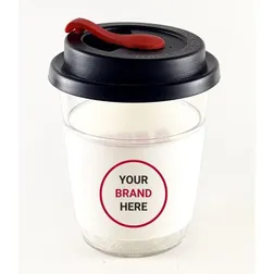 TCC350SLSPWB 350ml Clear Tritan Wide Band (55mm) Custom Reusable Coffee Cups With Solid Lid and Soft Silicon Seal Plug