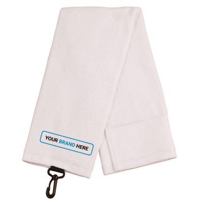 TW06 Terry Towel/Velour Logo Golf Towels With Plastic Clip