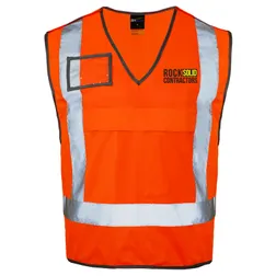 W7 Railway Pull Apart High Vis Vests With Reflective Tape & Full Colour Branding