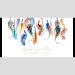 WD104 Colourful Feathers Wedding Stubby Holders