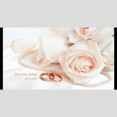 WD120 Pearl Rings And Flowers Wedding Stubby Holders 