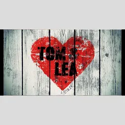 WD127 Heart Painted On Wood Wedding Stubby Holders