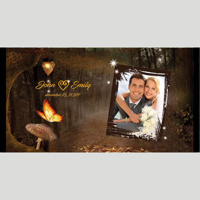 WD157 Photo Frame Forest Background Wedding Stubby Holders