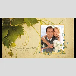Neoprene Wedding Photo Frame Stubby Holders with Grape Leaf Design