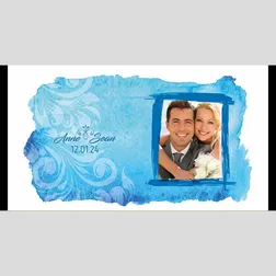 WD216 Blue Watercolour Wedding Stubby Holders