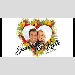 Floral Heart Frame Wedding Neoprene Stubby Holders