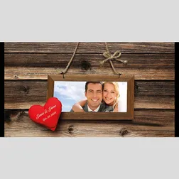 WD230 Photo Frame With Heart Wedding Stubby Holders