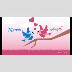 Full Colour Neoprene Wedding Stubby Holders Love Birds Design