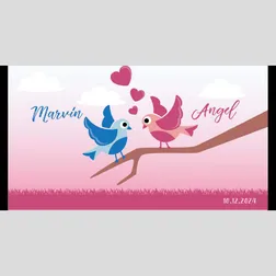 Full Colour Neoprene Wedding Stubby Holders Love Birds Design