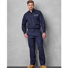 Mens Heavy Cotton Drill Cargo Pants With Knee Pads