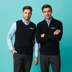 Mens Merino Wool Blend Pullover with Embroidery