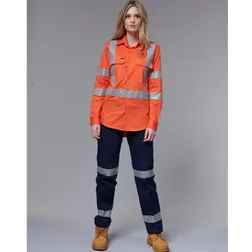 WP15HV Ladies Cotton Drill Cargo Custom Workwear Pants With 3M Reflective Tape
