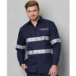 WT04HV Cotton Drill Long Sleeve Printed Workwear Shirts With 3M Reflective Tape