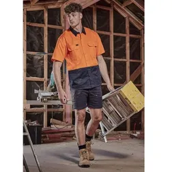 Hi Vis Short Sleeve Cotton Drill Work Shirts