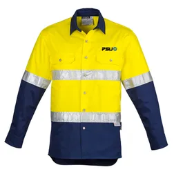 Industrial Hi Vis Long Sleeve Work Shirt with Reflective Hoop Tape