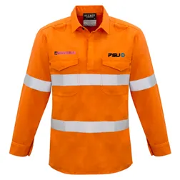 ZW134 Closed Front Spliced Branded Work Wear Shirts With Hoop Reflective Tape