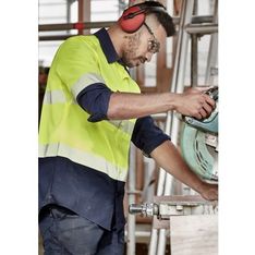 Ripstop Hi Vis Long Sleeve Work Shirt with Segmented Reflective Tape
