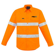 Cotton Twill Hi Vis Long Sleeve Safety Shirt with UPF 50