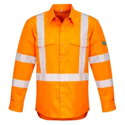 Hi Vis X Back Cotton Twill Long Sleeve Work Shirt