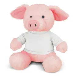 Soft Pig Plush Toy with RPET Filling and Branded T-Shirt