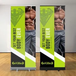 Satin Polyester Retractable Display Banner with Floor Mount