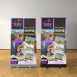 Premium Retractable Display Banner Satin Polyester 85x140cm Floor Mount