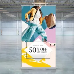 Luxury Satin Polyester Pull Up Banner Wide 1200mm Indoor Display