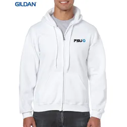 White Heavy Dry Blend Cotton Poly Zip Hoodie