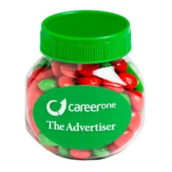 Christmas Chewy Fruit Filled Plastic Jars with Sticker Branding