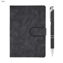 Rewiz A5 Hard Cover PU Leather Notebook with Aluminium Pen