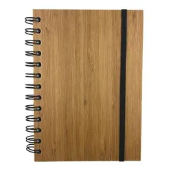 B6 Bamboo Cover Spiral Notebook with Elastic Closure