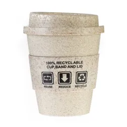Bamboo Polypropylene Coffee Cup 350ml with Soft Lid