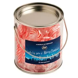 Christmas Candy Cane Filled PVC Pails Full Colour Sticker