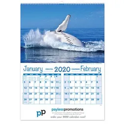 Wiro Bound Coastal Scene A3 Wall Calendar with Metal Hanger