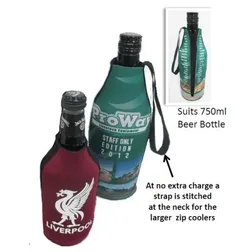 Zipped Neoprene Beer Bottle Holder with Base