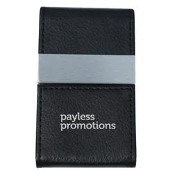 Genuine Leather Business Card Holder With Metal Accent